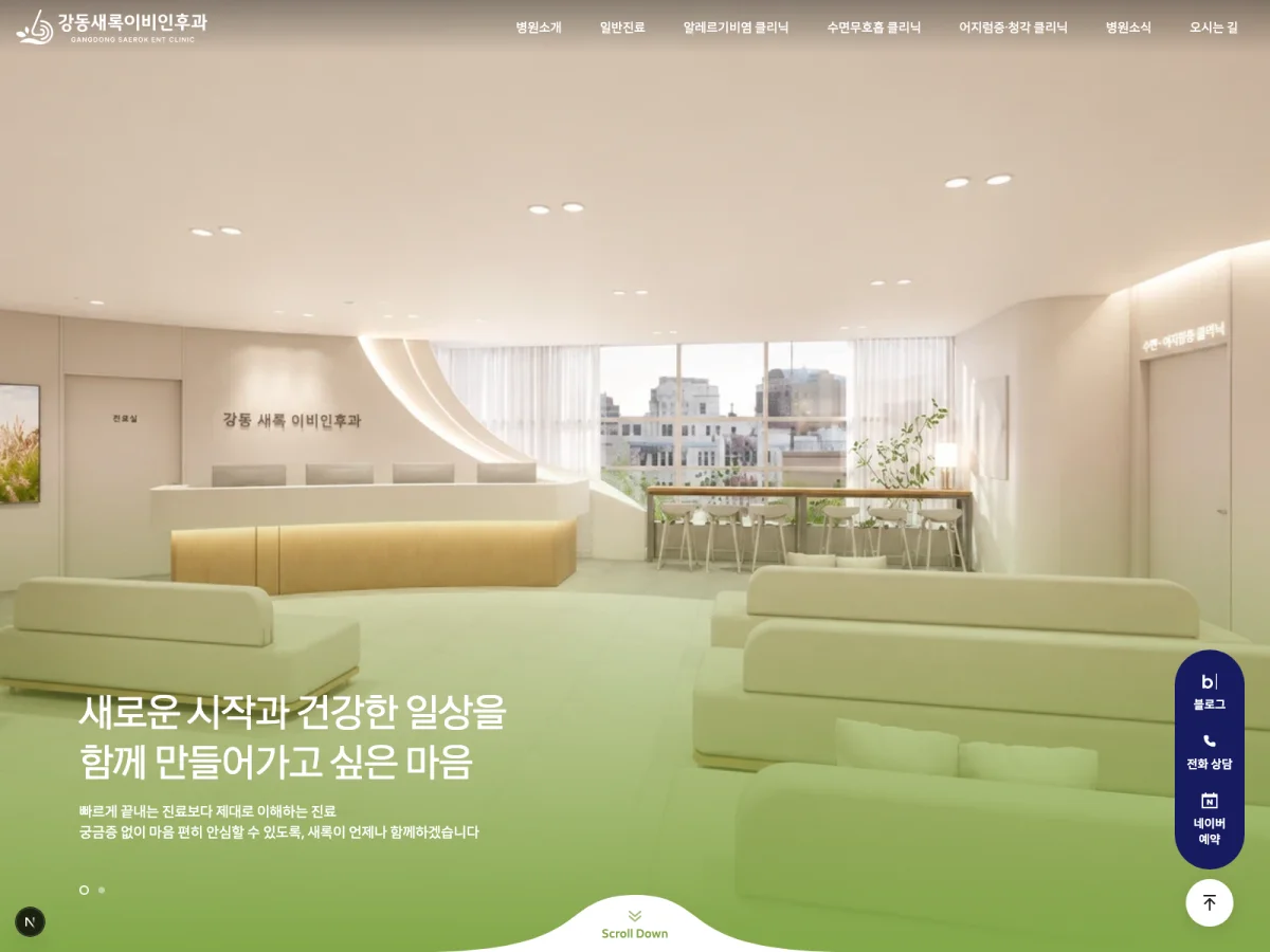 강동새록이비인후과 홈페이지 시안